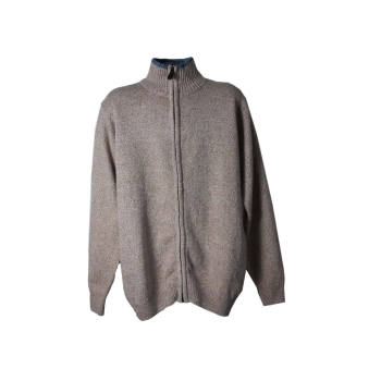 Кофта шерстяная бежевая на молнии мужская, XL 