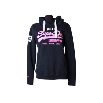 Толстовка черная с капюшоном женская SUPERDRY, L