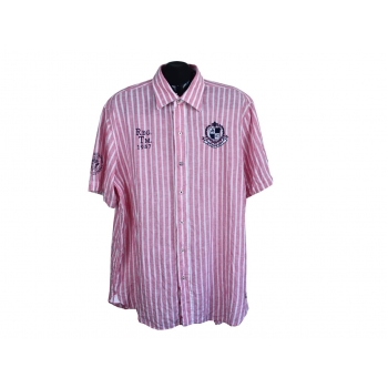 Рубашка льняная розовая в полоску мужская STATE OF ART, XL 