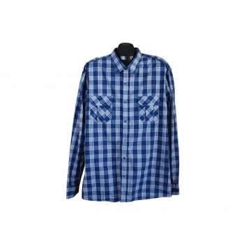 Рубашка синяя в клетку мужская SLIM FIT SMOG, XL