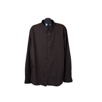Рубашка коричневая в полоску мужская SLIM FIT SMOG, XL 
