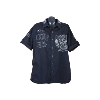 Мужская черная рубашка CAMP DAVID, XL