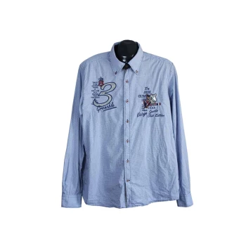 Рубашка мужская приталенная голубая в клетку PIERRE CARDIN, L