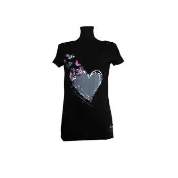 Женская черная футболка CHANEL, S