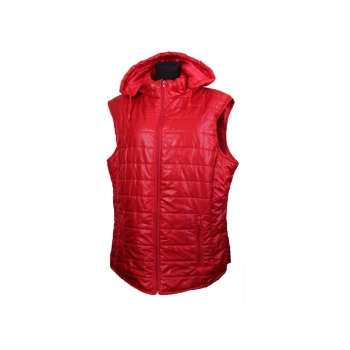 Жилет красный стеганый женский с капюшоном, XXXL