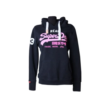 Толстовка черная с капюшоном женская SUPERDRY, L