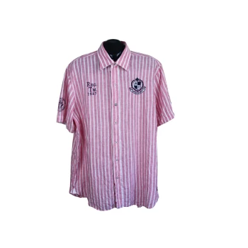 Рубашка льняная розовая в полоску мужская STATE OF ART, XL 