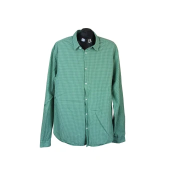 Рубашка зеленая в клетку мужская H&M, XL 