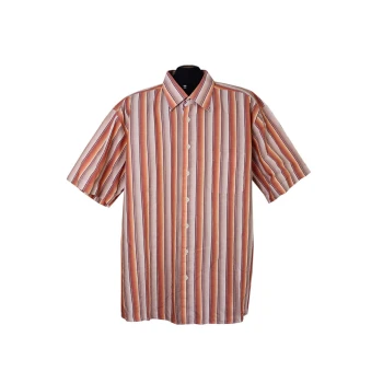 Рубашка мужская бежевая в полоску LORENZO CALVINO, XXL