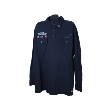 Мужское синее поло с длинным рукавом TWINLIFE, XXL