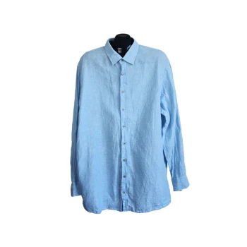 Мужская льняная голубая рубашка OLYMP, XXL 