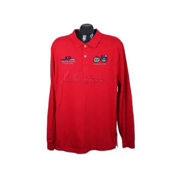 Мужское красное поло с длинным рукавом CHARLES VOEGELE, L