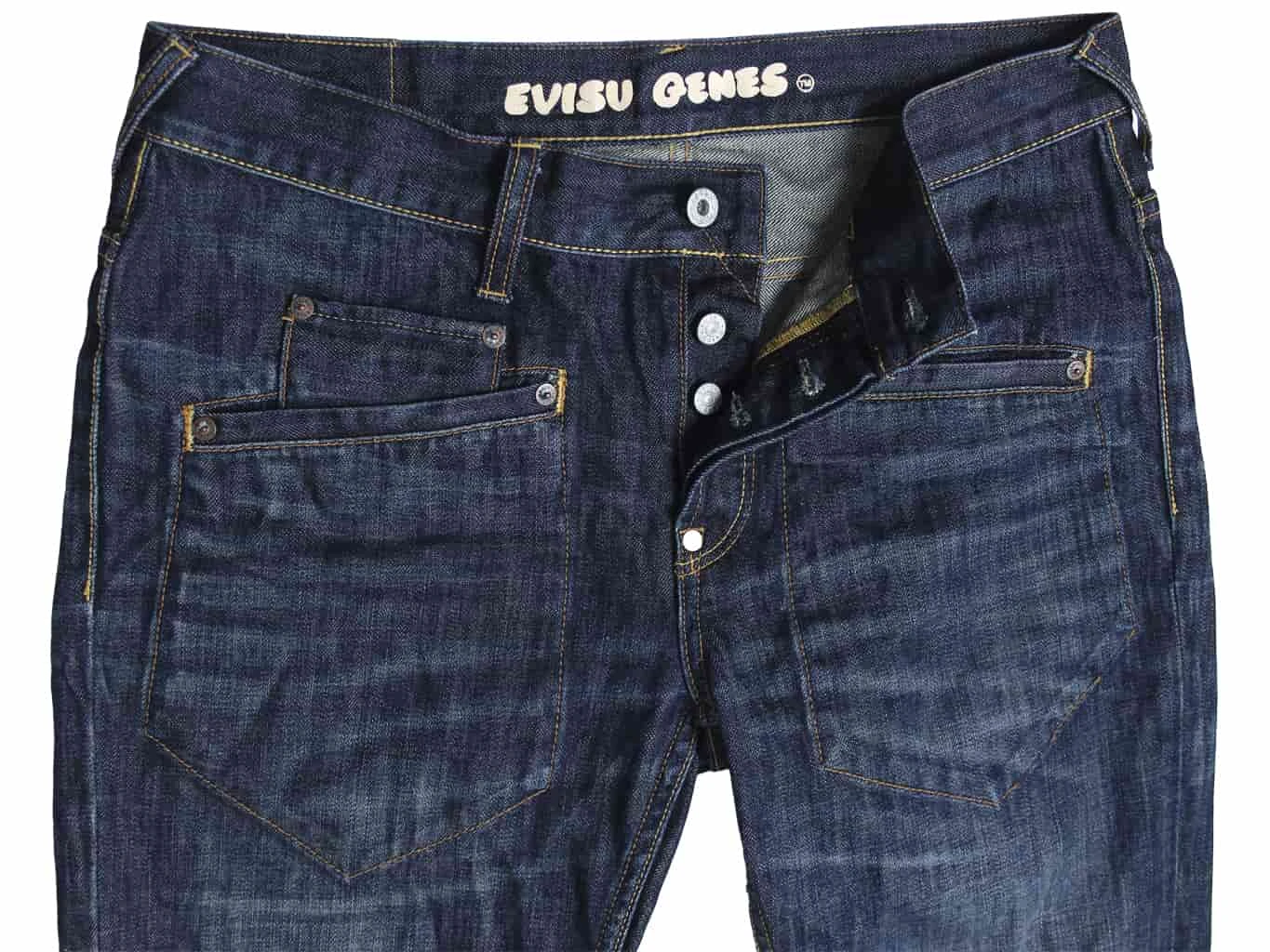 Джинсы мужские синие японские W34 L36 - Б У GENES EVISU, цена 4999