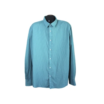 Рубашка мужская зеленая в полоску SLIM FIT SMOG, XL