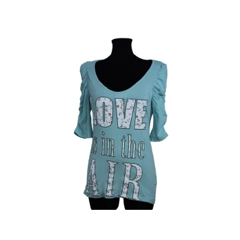 Женская голубая футболка LOVE IS IN THE AIR, XS