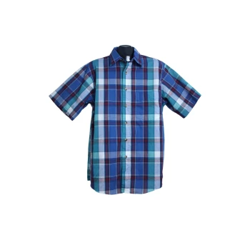 Мужская синяя рубашка в клетку 417 by VAN HEUSEN, L