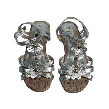 Детские золотистые босоножки на танкетке TU для девочки 7-9 лет