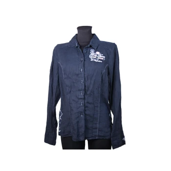 Женская синяя льняная рубашка L.ARGENTINA, S