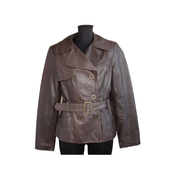 Женская коричневая кожаная куртка TU, M