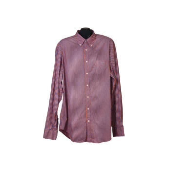 Мужская оранжевая рубашка в голубую полоску GANT, XL 